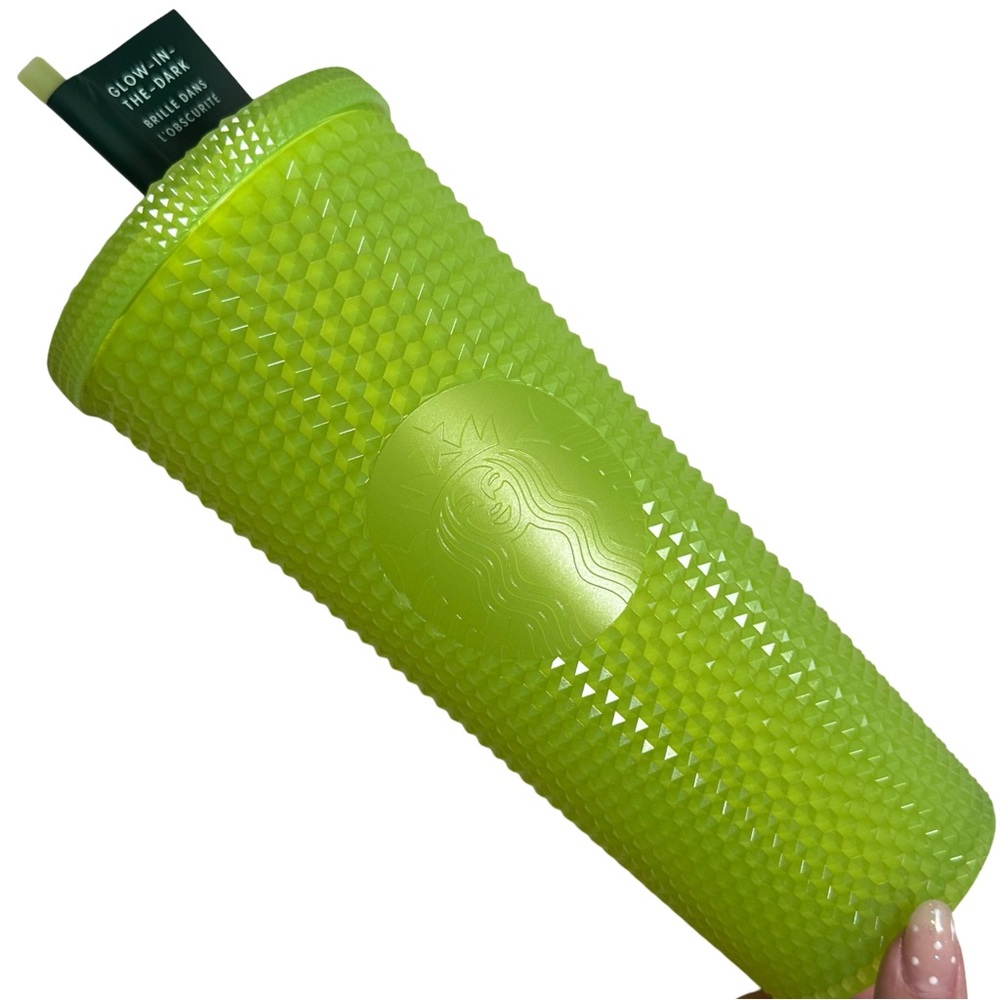 NWT Starbucks Glow-in-the-Dark Studded Cold Cup 24oz Venti Neon Green Tumbler